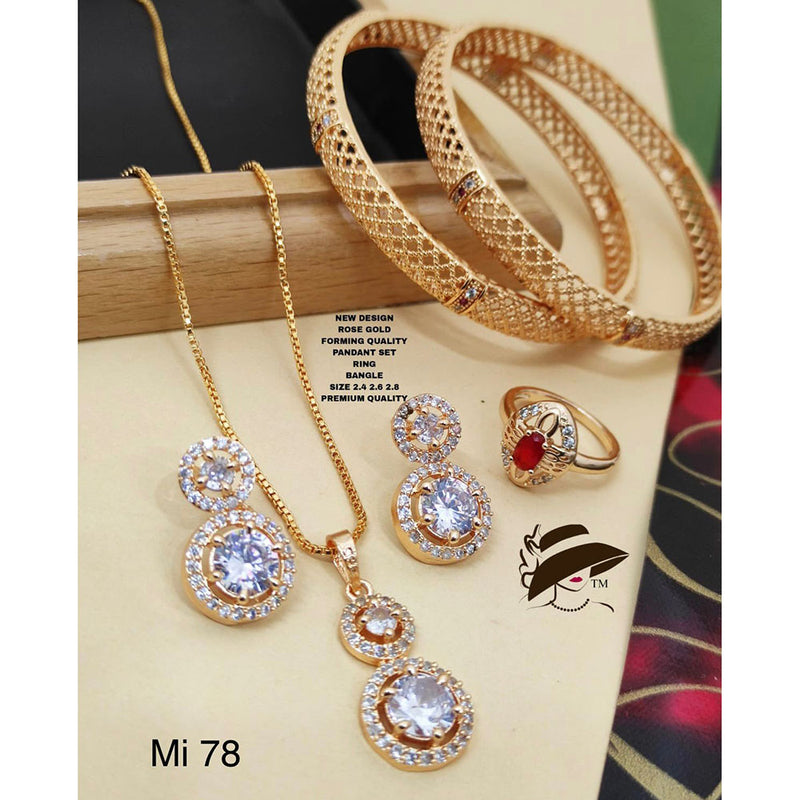 Manisha Jewellery Gold Plated Pendant Set With Rings & Bangles Combo