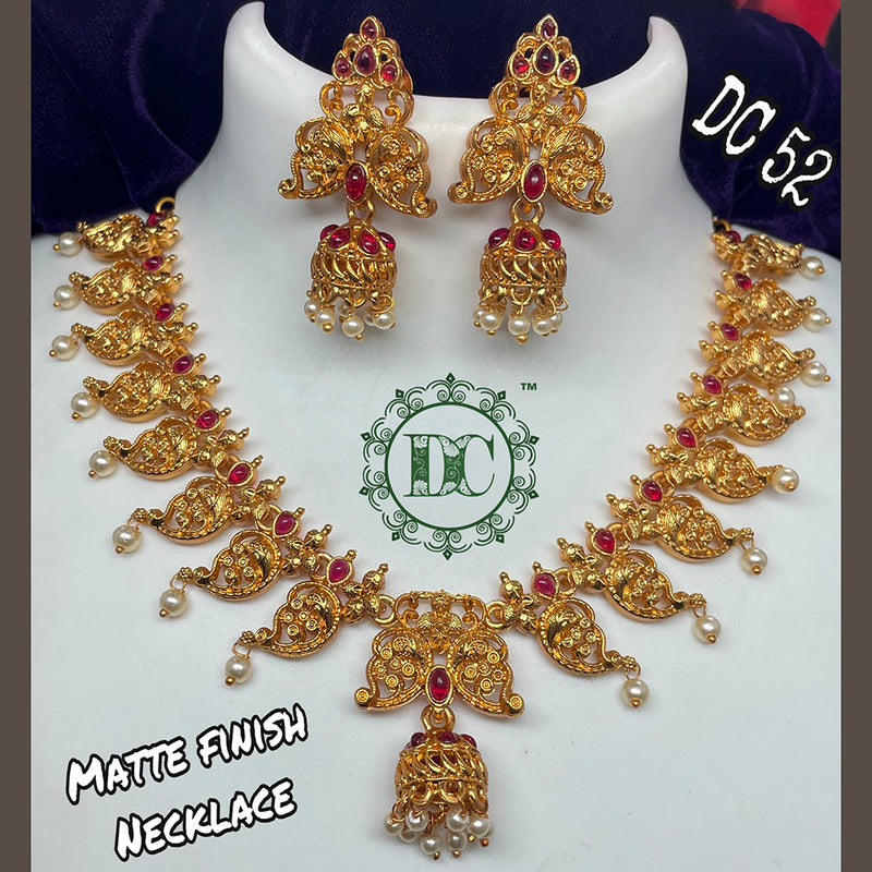 Diksha Collection Gold Plated Pota Stone Necklace Set