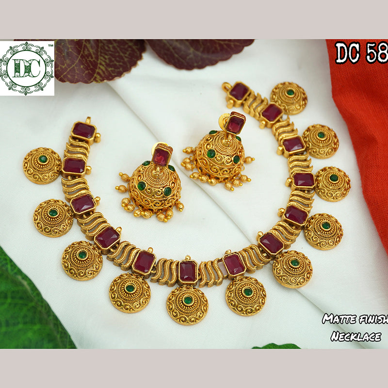 Diksha Collection Gold Plated Choker Necklace Set