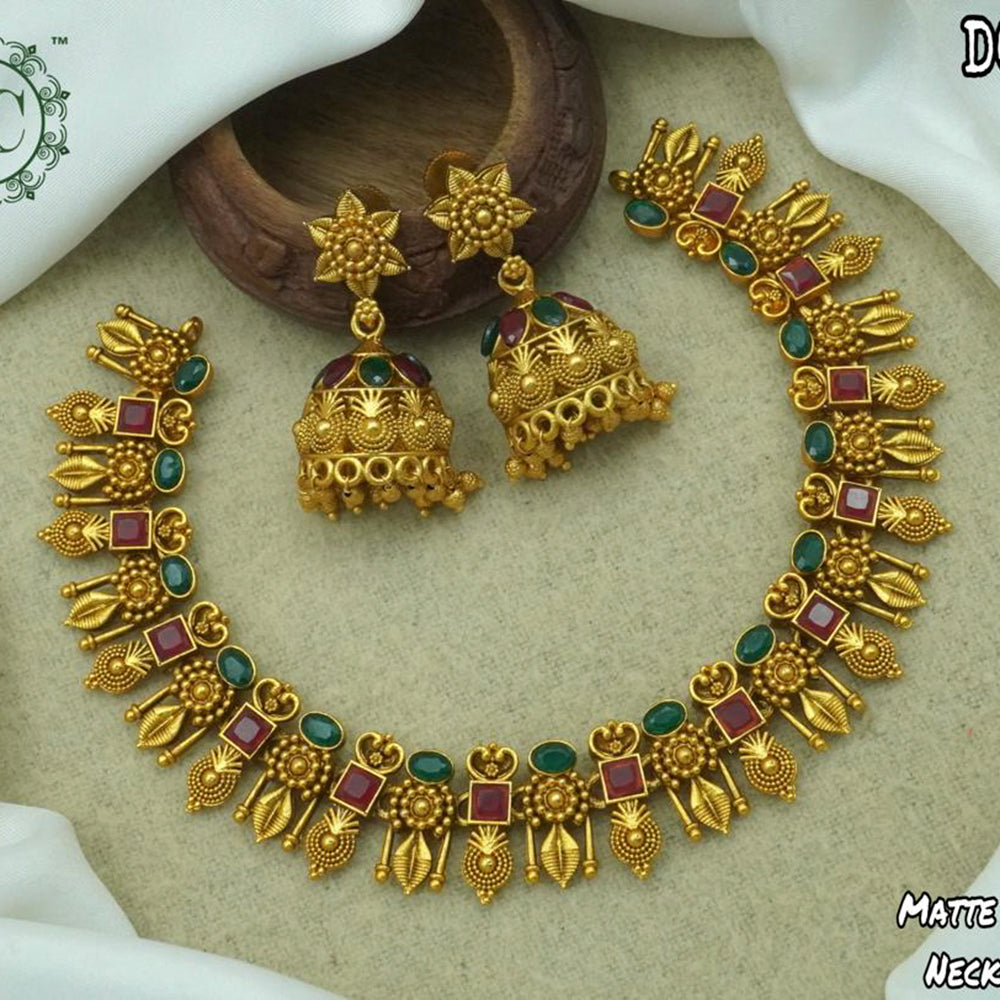 Diksha Collection Gold Plated Choker Necklace Set