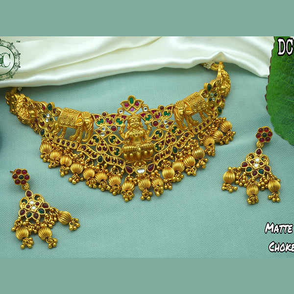 Diksha Collection Gold Plated Choker Necklace Set