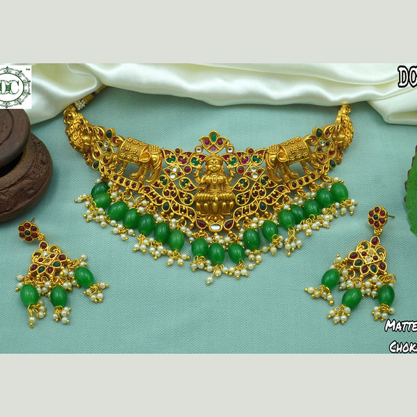 Diksha Collection Gold Plated Choker Necklace Set