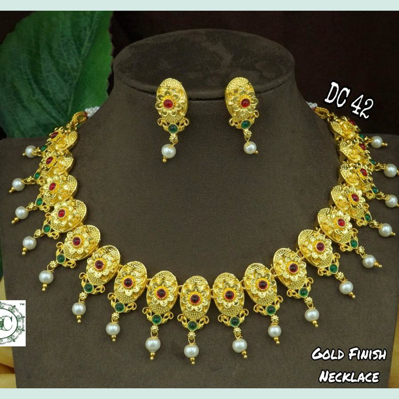 Diksha Collection Gold Plated Choker Necklace Set