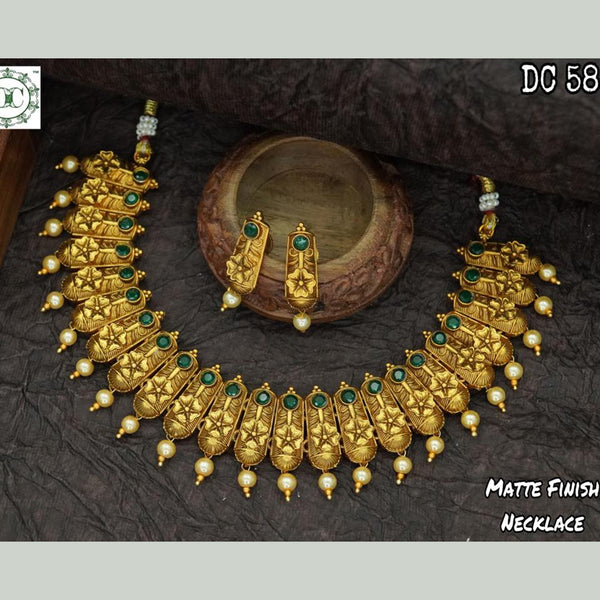 Diksha Collection Gold Plated Pota Stone Necklace Set