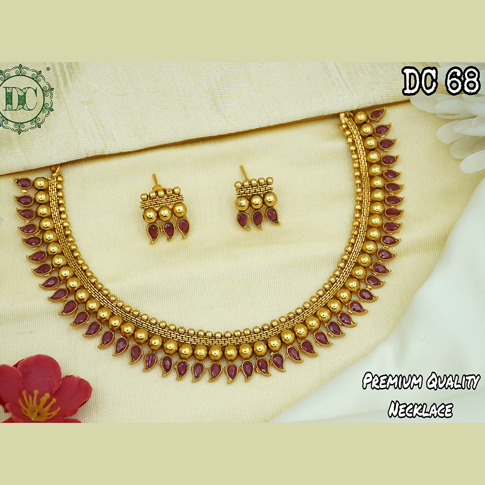 Diksha Collection Gold Plated Pota Stone Necklace Set