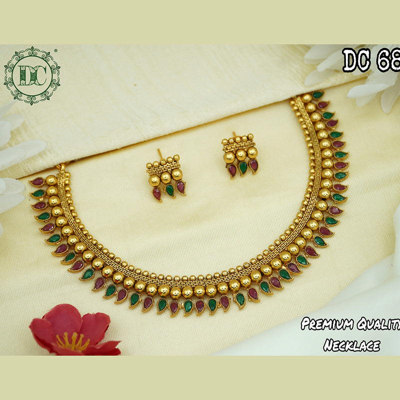 Diksha Collection Gold Plated Pota Stone Necklace Set