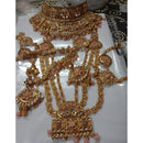 Neetu Art Gold Plated Peach Stone And Kundan Bridal Jewellery Set for Women  - NABridal28