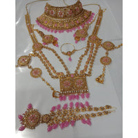 Neetu Art Gold Plated Pink Stone And Kundan Bridal Jewellery Set for Women  - NABridal29