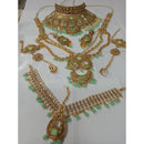 Neetu Art Gold Plated Green Stone And Kundan Bridal Jewellery Set for Women  - NABridal33