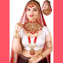 Neetu Art Gold Plated Red Stone And Kundan Bridal Jewellery Set for Women