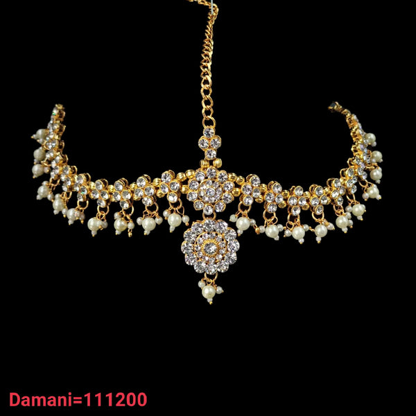 NAFJ Gold Plated Austrian Stone Damini Maang Tikka