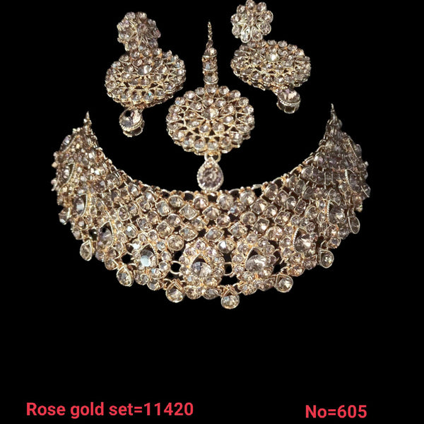 NAFJ Gold  Plated Austrian Stone Choker Necklace Set - NAFJNeck66