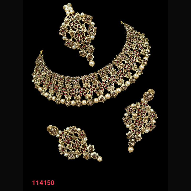 NAFJ Gold  Plated Austrian Stone Choker Necklace Set