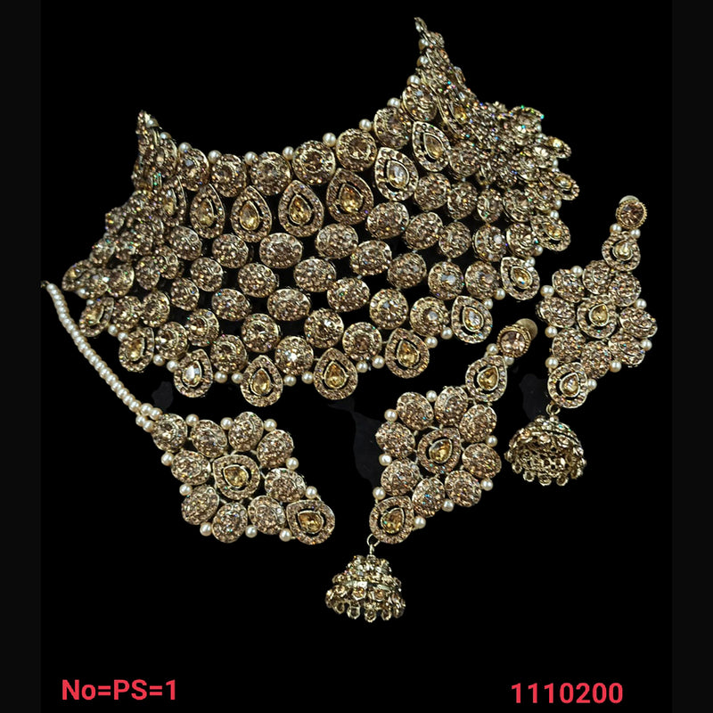 NAFJ Gold  Plated Austrian Stone Choker Necklace Set