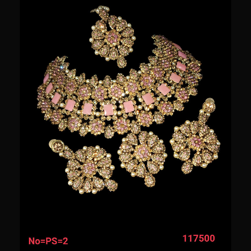 NAFJ Gold Plated Austrian Stone Choker Necklace Set