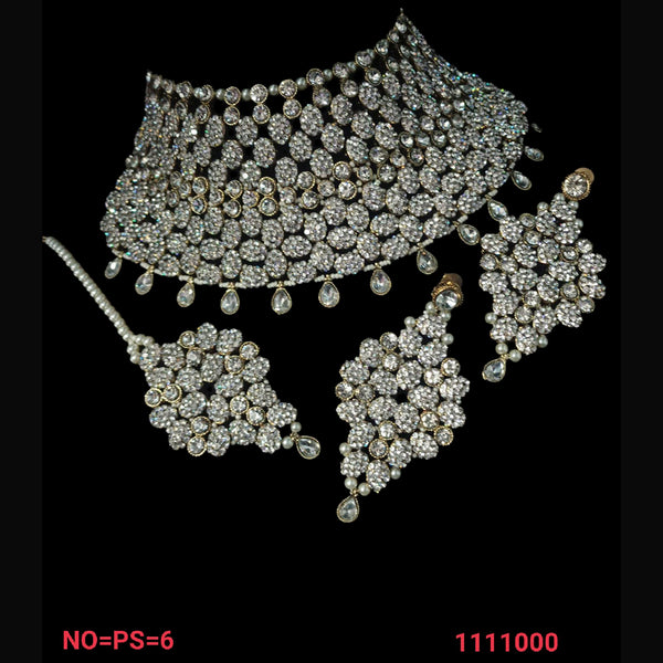 NAFJ Gold Plated Austrian Stone Choker Necklace Set