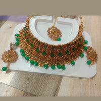 Neetu Art Gold Plated Kundan Stone Choker Necklace Set With Maangtikka
