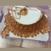 Neetu Art Gold Plated Kundan Stone Choker Necklace Set With Maangtikka