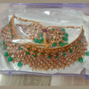 Neetu Art Gold Plated Kundan Stone & Beads Choker Necklace Set With Maangtikka