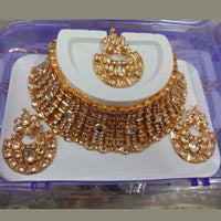 Neetu Art Gold Plated Kundan Stone Choker Necklace Set With Maang tikka