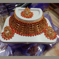 Neetu Art Gold Plated Kundan Stone Choker Necklace Set With Maang tikka