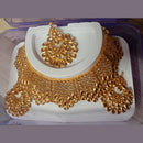 Neetu Art Gold Plated Austrian Stone Choker Necklace Set With Maangtikka
