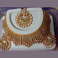 Neetu Art Gold Plated Austrian Stone Choker Necklace Set With Maangtikka