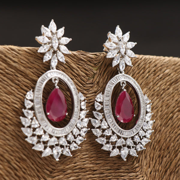 Nipura Studded Zirconia Red Danglers