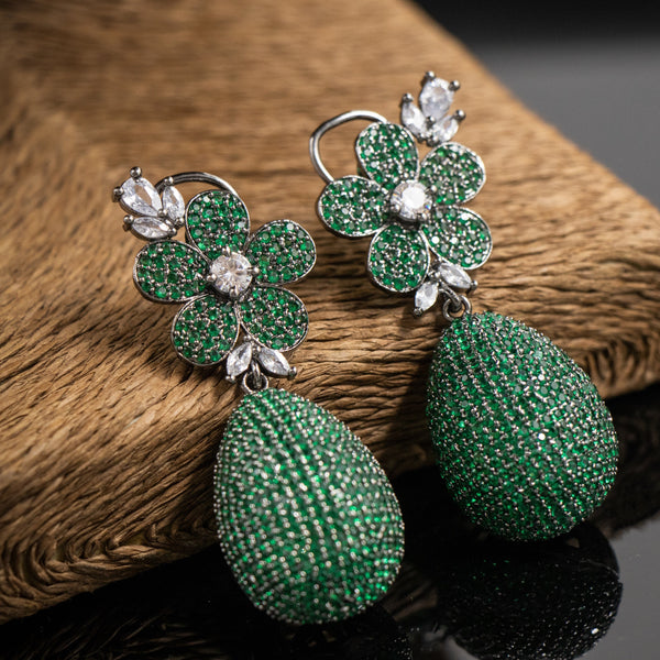 Nipura Antique Green Flower Danglers