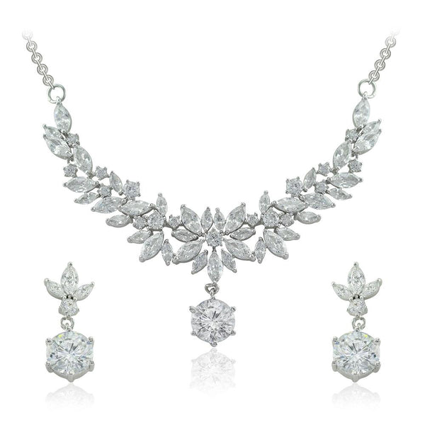 21 Nicole Jewellery Rhodium Plated Cubic Zirconia Necklace Set  - NL-226