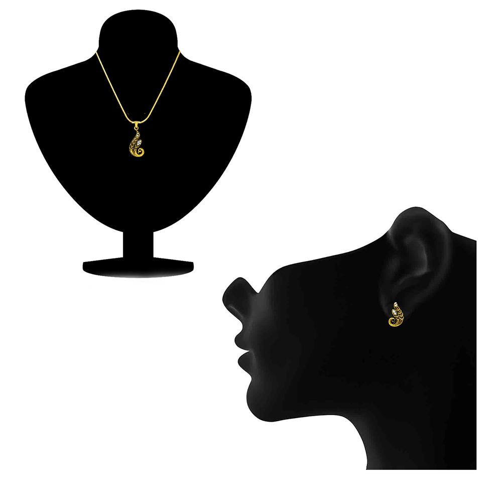 Mahi Antique Finished Gold Plated Peacock Pendant Set For Women