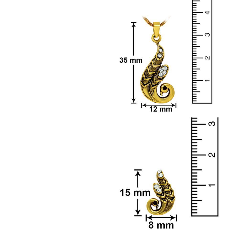 Mahi Antique Finished Gold Plated Peacock Pendant Set For Women