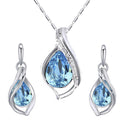 Mahi Waterdrop Aqua Blue Pendant Set