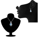 Mahi Waterdrop Aqua Blue Pendant Set