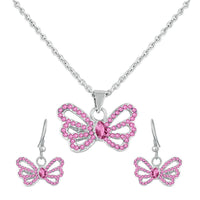 Mahi Winged Butterfly Crystal Pendant Set