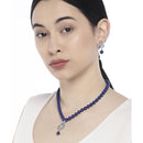 Mahi Valentine Gift Blue Crystals and Artificial Pearls Paisley Necklace Set for Women (NL1103769RBlu)