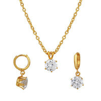 Mahi Solitaire White Round Crystal Pendant Set for Women (NL1103774GWhi)