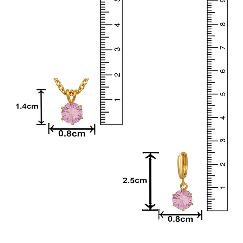 Mahi Solitaire Pink Round Crystal Pendant Set for Women (NL1103776GPin)