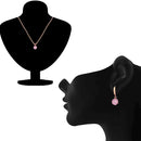 Mahi Rose Gold Plated Solitaire Pink Round Crystal Pendant Set for Women (NL1103779ZPin)