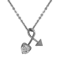 Mahi Love in Heart Arraw Rhodium Plated Pendant Set with Crystal for Women (NL1103783R)