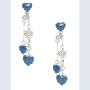 Mahi Rose Blue Heart Sparkels Crystal Layered Necklace with Dangler Earrings for Women (NL11037947RBlu)