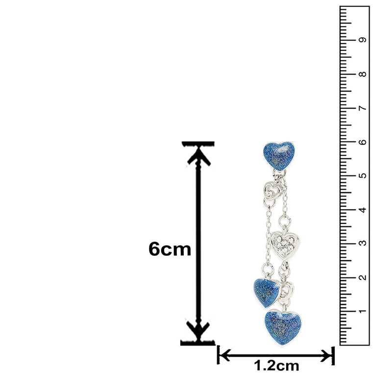 Mahi Rose Blue Heart Sparkels Crystal Layered Necklace with Dangler Earrings for Women (NL11037947RBlu)