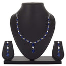 Mahi Rhodium Plated Cute & Delicate Dark Blue Crystals Necklace Set for Women (NL1103804RDBlu)