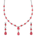 Mahi Rhodium Plated Cute & Delicate Pink Crystals Necklace Set for Women (NL1103805RPin)