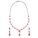 Mahi Rhodium Plated Cute & Delicate Pink Crystals Necklace Set for Women (NL1103805RPin)