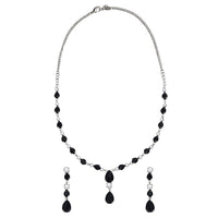 Mahi Rhodium Plated Cute & Delicate Black Crystals Necklace Set for Women (NL1103806RBla)