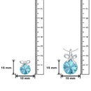 Mahi Valentine Gift with Aqua Blue Swarovski Crystals Rhodium Plated Bow Pendant Set for Women