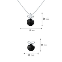 Mahi Rhodium Plated Black Swarovski Crystal Pendant Set for Womens