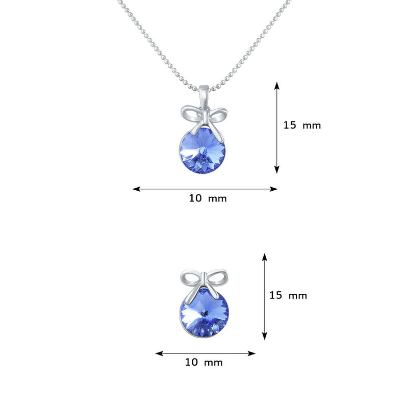 Mahi Rhodium Plated Blue Swarovski Crystal Pendant Set for Women Blue