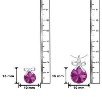 Mahi Valentine Gift with Fushia Purple Swarovski Crystals Rhodium Plated Bow Pendant Set for Women